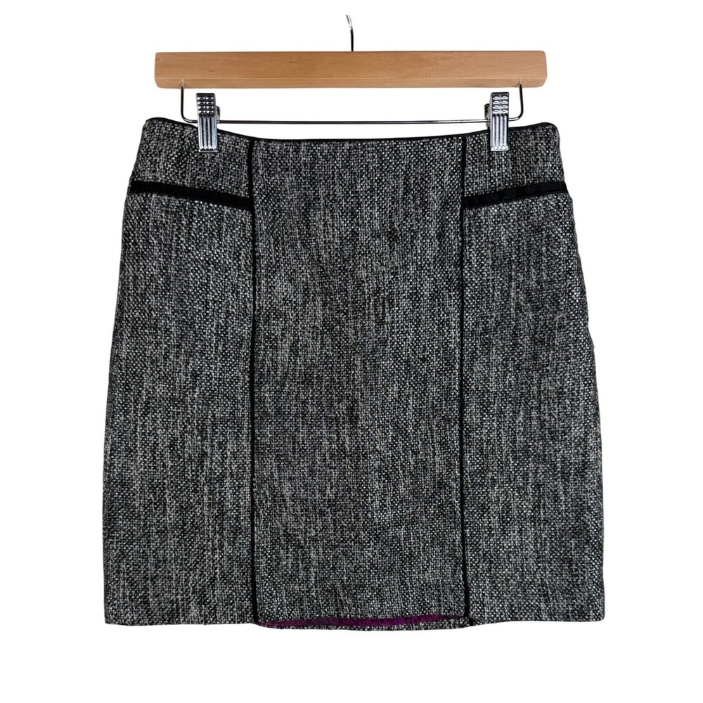 White House Black Market Wool Blend A-line Mini Skirt size 2 Gray/Black